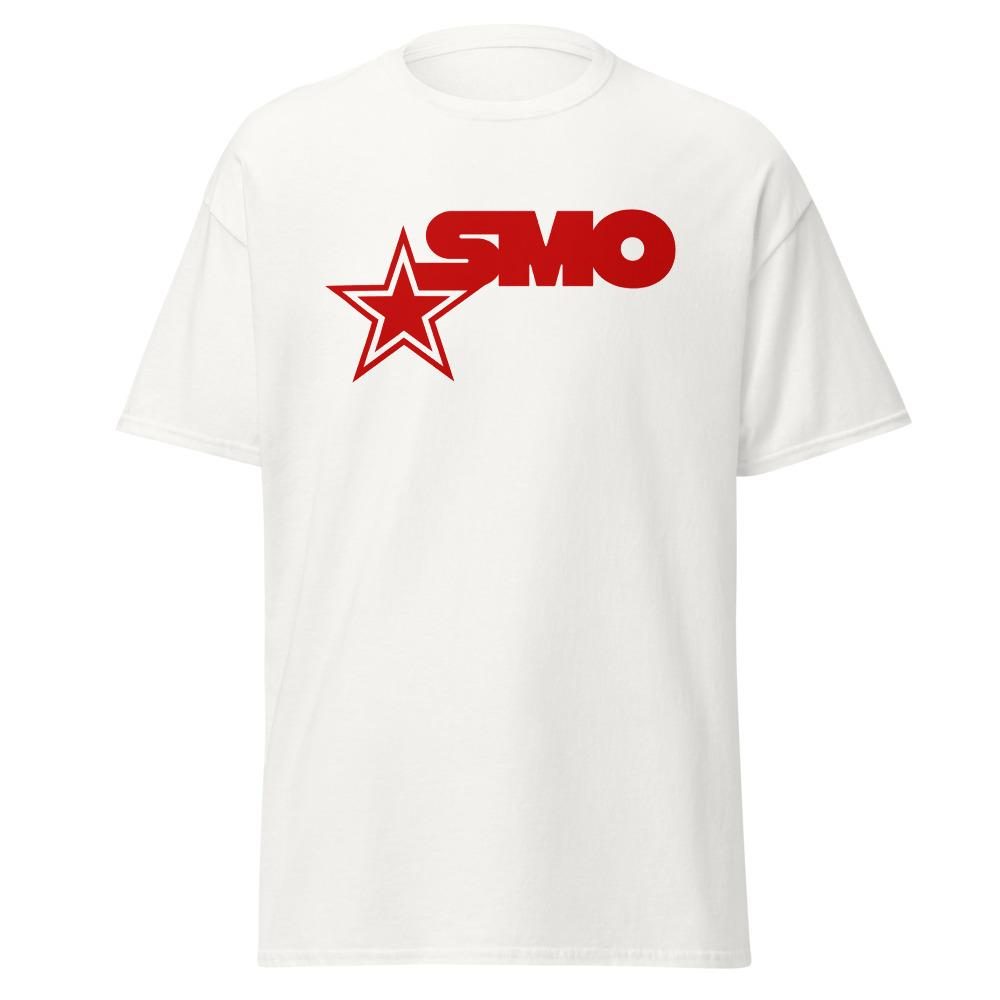 SMO star logo t-shirt in red on white